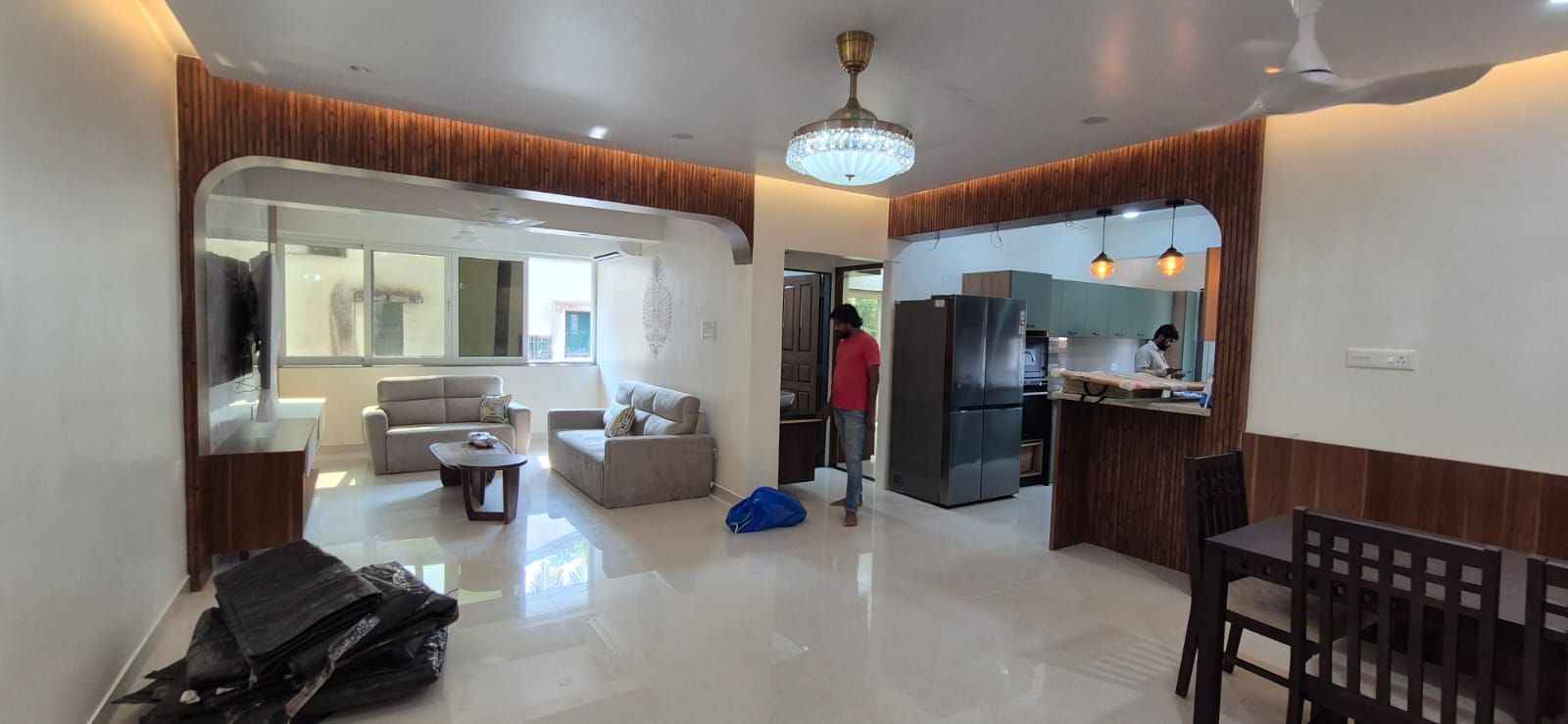 Modern Modular Kitchen & Living Room